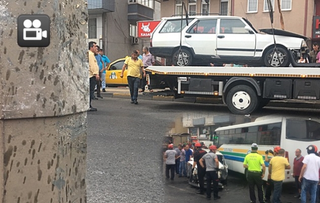 HALK OTOBÜSÜNE ÇARPARAK DURABİLDİ…