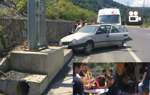 DİREĞE ÇARPTI, 4 YARALI VAR…