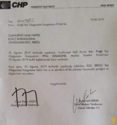 GENEL MERKEZ İPTAL ETTİ…