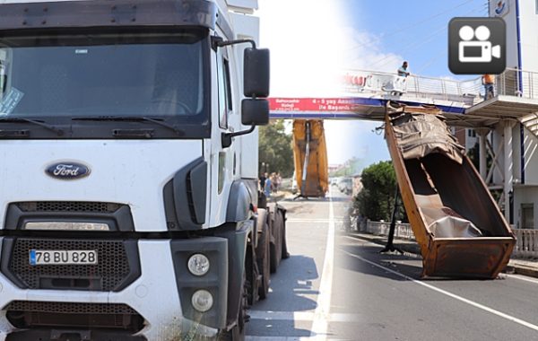 ÜST GEÇİDE TAKILDI…