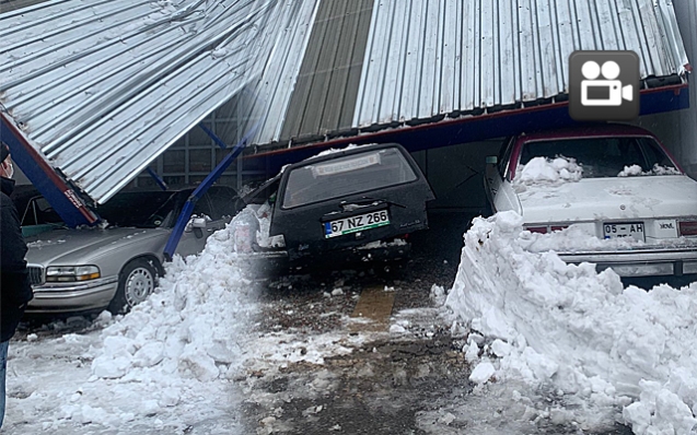 Araçların üzerine düştü.