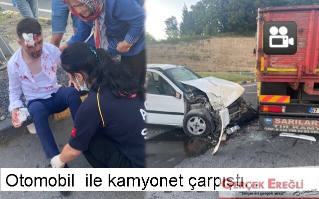 Otomobil ile kamyonet çarpıştı…