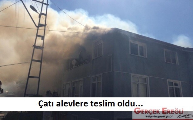 Çatı alevlere teslim oldu…