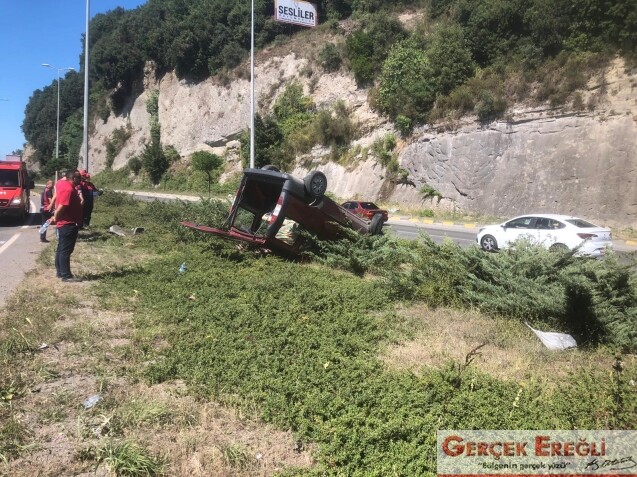 Tersaneler bölgesinde takla attı…