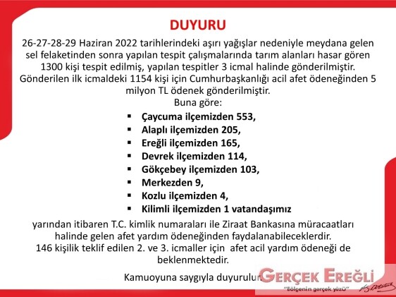 5 Milyon ödenek verilecek…