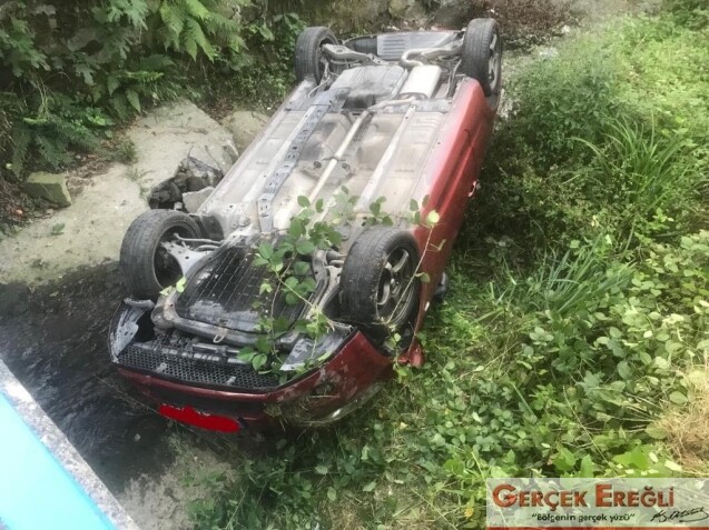 Takla atarak ters döndü…