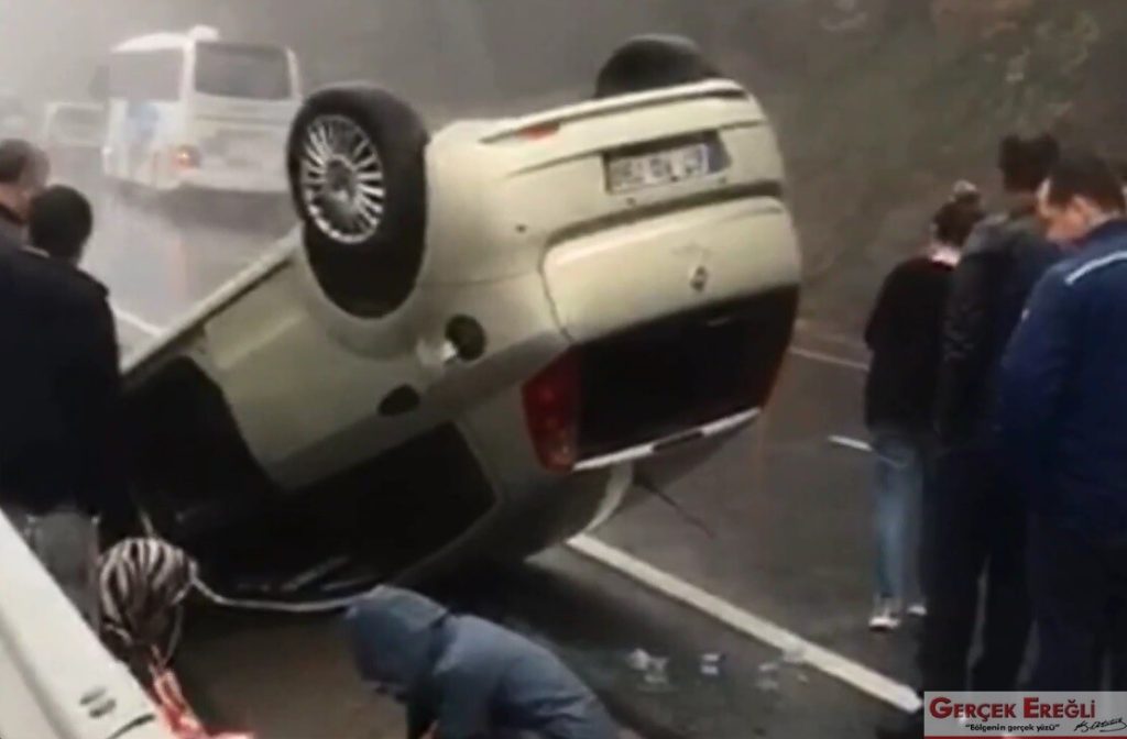 Yoldan çıkarak takla attı…