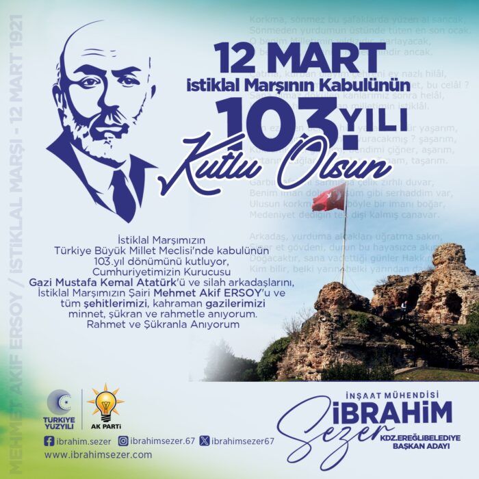 İstiklal Marşımızın 103.yıl dönümü..