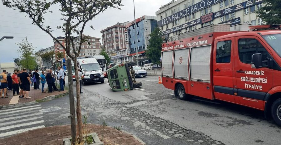 Araç takla attı, iki kişi yaralandı…